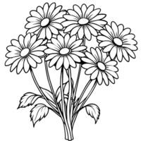 Daisy Flower Bouquet outline illustration coloring book page design, Daisy Flower Bouquet black and white line art drawing coloring book pages for children and adults vector