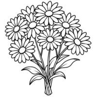 Daisy Flower Bouquet outline illustration coloring book page design, Daisy Flower Bouquet black and white line art drawing coloring book pages for children and adults vector