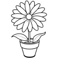 Daisy flower plant outline illustration coloring book page design, Daisy flower plant black and white line art drawing coloring book pages for children and adults vector