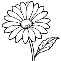 Daisy flower plant outline illustration coloring book page design, Daisy flower plant black and white line art drawing coloring book pages for children and adults vector