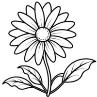 Daisy flower plant outline illustration coloring book page design, Daisy flower plant black and white line art drawing coloring book pages for children and adults vector