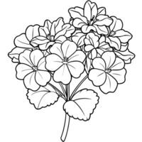 Geranium Flower Bouquet outline illustration coloring book page design, Geranium Flower Bouquet black and white line art drawing coloring book pages for children and adults vector