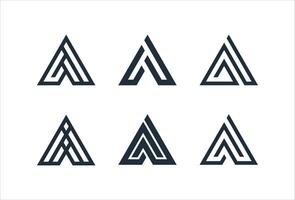 Abstract triangle shape with letter A tech business logo set collection. design template vector