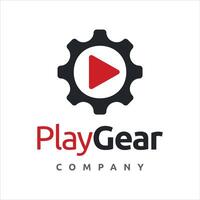 gear engineering with Play button icon logo design template. vector