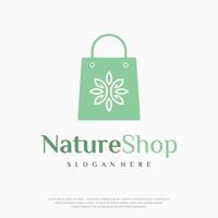 naturaleza comercio, verde bolso icono logo diseño modelo vector