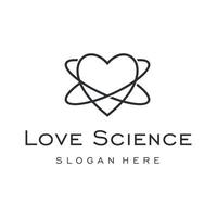 atom symbol with heart shape outline icon love science logo design vector