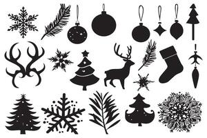 Christmas set of silhouettes for design on a white background pro design vector