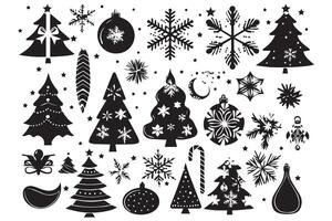 Christmas set of silhouettes for design on a white background pro design vector