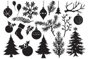 Christmas set of silhouettes pro design vector