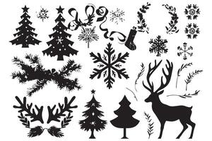 Christmas set of design elements silhouettes pro design vector