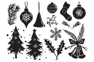 Christmas set of design elements silhouettes pro design vector