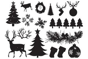 Christmas set of silhouettes for design on a white background pro design vector