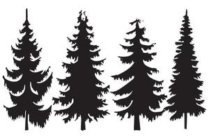 Set of silhouette christmas trees vector