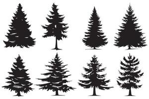 Set of silhouette christmas trees vector