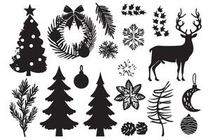 Christmas set of design elements silhouettes pro design vector