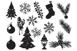 Christmas set of design elements silhouettes pro design vector