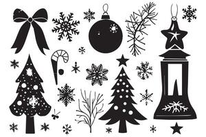 Christmas set of design elements silhouettes pro design vector