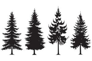 Set of christmas trees silhouette pro design vector