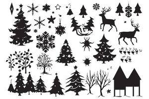 Christmas set of design elements silhouettes pro design vector