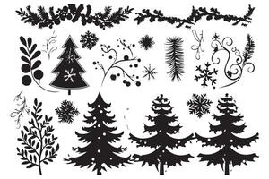 Christmas set of silhouettes for design on a white background pro design vector