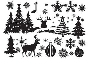 Christmas set of design elements silhouettes pro design vector