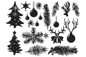 Christmas set of silhouettes for design on a white background pro design vector