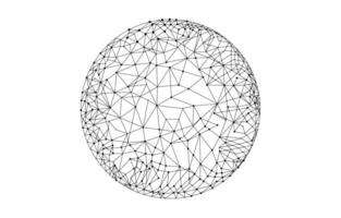 Sphere with black connected lines and dots. Digital futuristic technology concept vector