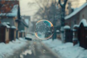 jabón pelota en el calle en invierno foto