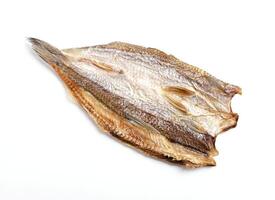 Dried salty fish isolated on white background photo