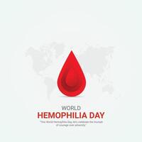 mundo hemofilia día. mundo hemofilia día creativo anuncios diseño abril 17 social medios de comunicación póster, , 3d ilustración. vector
