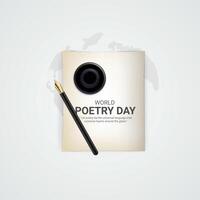 World poetry day creative ads design. March 21 World poetry day social media poster 3D illustration. vector