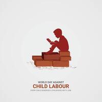 World day against Child labour. Child labour creative ads design 12 June. , 3D illustration. vector