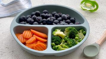 Healthy baby food in bowl video