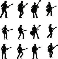 Set of silhouettes of musicians on a white background. illustration vector