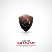 mundo malaria día. mundo malaria día creativo anuncios diseño abril 25 social medios de comunicación póster, , 3d ilustración. vector