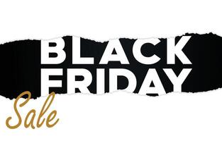 Black friday design for advertising, posters, brochures and flyers. Torn white paper vector