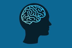 human head and ill brain vector