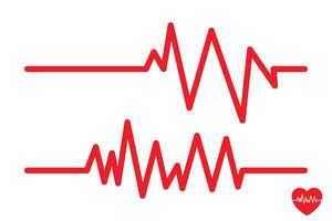 conjunto de latidos del corazón de dos líneas de ecg vector