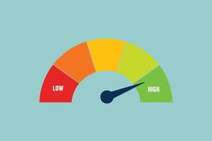 low and high speedometer scale. icon. tachometer sign vector