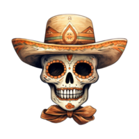 festivo azúcar calaveras adornado con vistoso sombreros png