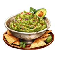 kom van romig avocado dip voor tortilla chips png