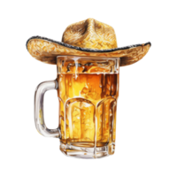 mexicano Cerveja com festivo vaqueiro chapéu png