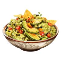 kom van romig avocado dip voor tortilla chips png