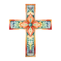 Crosses Adorned with Colorful Flowers png