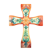 Crosses Adorned with Colorful Flowers png