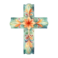 Crosses Adorned with Colorful Flowers png