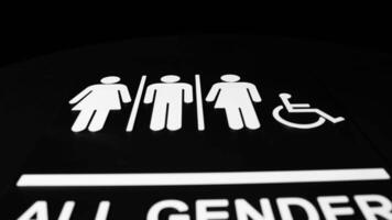 All gender restroom sign on dark background video