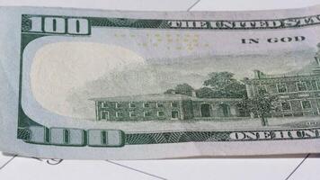 Close up of back of one hundred dollar bill video