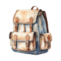 aquarelle illustration de une vibrant sac à dos pour aventureux voyages png