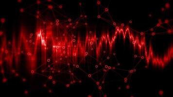 data visualisering abstrakt bakgrund med rader ansluta till cirkel röd video